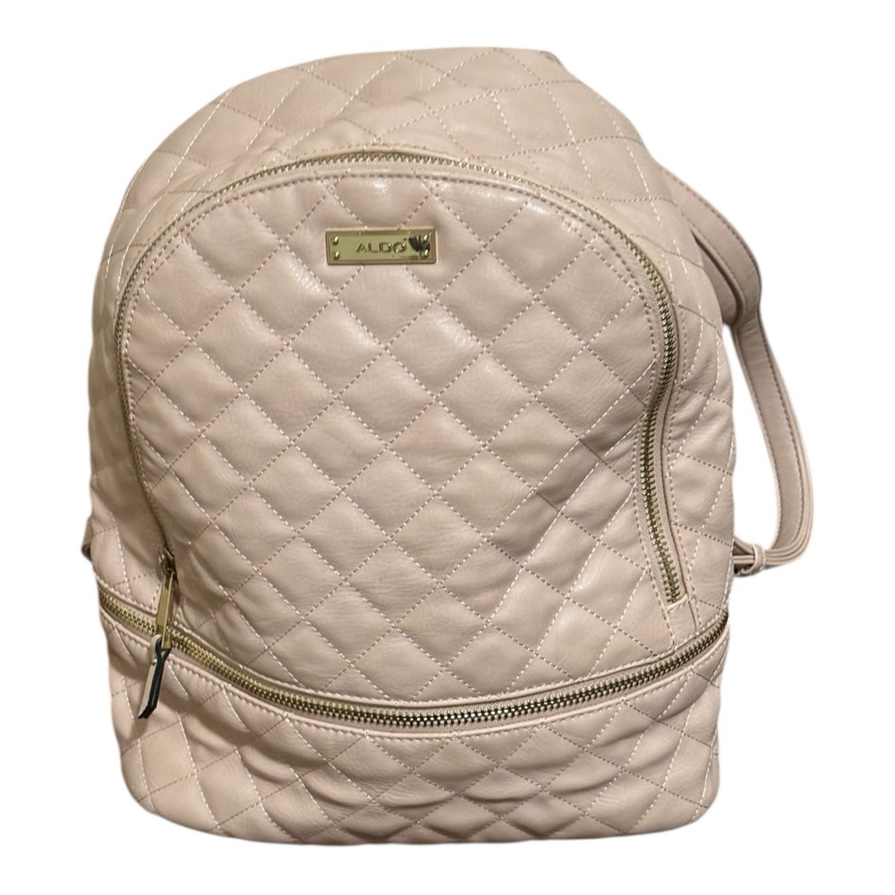 Aldo Quilted Medium Size Backpack with Gold Zipper Detail Women's Blush